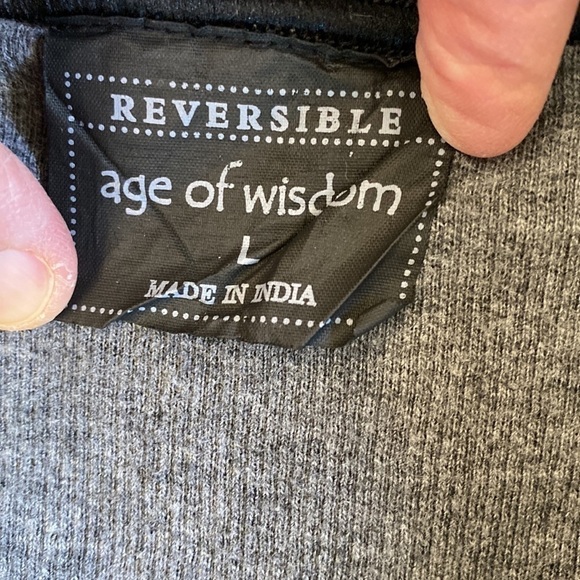 Age Of Wisdom Pullover Sweater shirt Mens L Black grey Reversible Preppy Warm - Picture 4 of 7